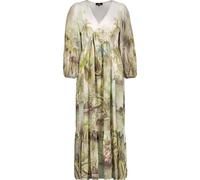 Maxikleid MONARI "Kleid Tropical Allover", Damen, Gr. 44, N-Gr, olive gem, Web, Obermaterial: 100% Viskose, gemustert, regular fit lang, V-Ausschnitt, eingesetzt gerader Abschluss, Kleider Maxikleid,