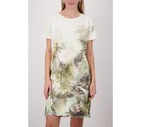 Shirtkleid MONARI "Kleid Tropical Allover", Damen, Gr. 40, N-Gr, olive gem, Web, Obermaterial: 82% Baumwolle, 13% Modal, 5% Elasthan, gemustert, regular fit ca. Mitte Oberschenkel, Rundhals, eingesetz