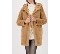 monari - Kunstfell-Mantel mit Kapuze cognac - Gr. - 34