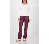 Lederimitathose MONARI, Damen, Gr. 42, N-Gr, rot (bordeaux), Web, Obermaterial: 60% Polyurethan, 40% Polyester, unifarben, clean, modisch, regular fit lang, Hosen, mit elastischem Bund (52263012-42) b