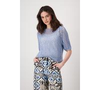 monari - Kurzarm-Ajour-Pullover blue sky - Gr. - 42