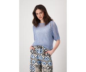 monari - Kurzarm-Ajour-Pullover blue sky - Gr. - 46