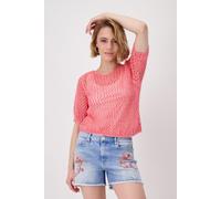 monari - Kurzarm-Ajour-Pullover coral pink - Gr. - 44