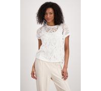 monari - Kurzarm-Pullover mit Spitze - Gr. - 40