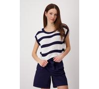 monari - Kurzarm-Strickpullover mit Ringeln navy blue ringel - Gr. - 46