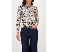 monari - Langarm-Shirt mit Leomuster cashmere gemustert - Gr. - 36