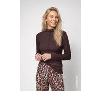 Monari - Langarmshirt mit gewelltem Saum black coffee - Gr. - 38
