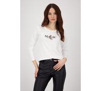 Monari Langarmshirt Shirt Leo + Schrift Damen 100% Baumwolle Leopardenmuster Offwhite Gr. 38