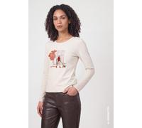 Langarmshirt MONARI, Damen, Gr. 38, beige (warm beige), Web, Obermaterial: 95% Viskose, 5% Elasthan, unifarben, regular fit taillenbedeckt, Rundhals, eingesetzt abgesteppte Kante, Shirts Langarmshirt,