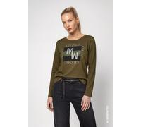 Monari - Langarmshirt mit Schmuckdetails olive - Gr. - 36
