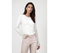 monari - Langarmshirt mit Spitzenborte off-white - Gr. - 44