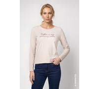 monari - Langarmshirt mit Strassschriftzug crème brûlée - Gr. - 42