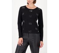 monari - Langarmshirt mit Strasssteinmuster schwarz - Gr. - 42