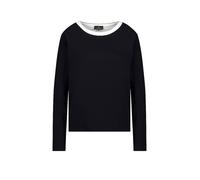 Langarmshirt MONARI "Shirt Basic Rippe 2in1", Damen, Gr. 44, schwarz, Rippstrick, Obermaterial: 94% Baumwolle, 6% Elasthan, unifarben, regular fit taillenbedeckt, Rundhals, eingesetzt gerader Abschlus