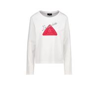Monari Langarmshirt 'Shirt Emblem + Schmuck' Damen 50% Baumwolle/50% Modal Weiß Gr. 44