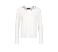 Langarmshirt MONARI "Shirt Basic Schmuck Kette", Damen, Gr. 46, off, weiß, Web, Obermaterial: 70% Viskose, 25% Modal, 5% Elasthan, unifarben, regular fit taillenbedeckt, Rundhals, eingesetzt abgestepp
