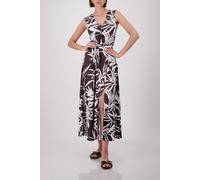 Monari - Maxi-Kleid mit Blättermuster coffee gemustert - Gr. - 38
