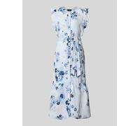 monari Midikleid aus Leinen-Viskose-Mix im Allover-Look in Hellblau Melange, Größe 42
