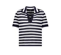 Ajourpullover MONARI, Damen, Gr. 34, marine ger, Strick, Obermaterial: 100% Baumwolle, gestreift, regular fit taillenbedeckt, V-Ausschnitt, eingesetzt gerader Abschluss, Pullover, Regular fit mit Stra