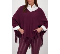 monari - Poncho mit Fransen bordeaux - Gr. - 40