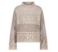 monari - Strickpullover mit Ajourmuster lattemacchiato - Gr. - 40