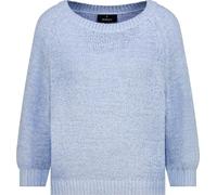 Strickpullover MONARI "Pullover Basic Bändchen", Damen, Gr. 36, light sky, Strick, Obermaterial: 77% Baumwolle, 23% Polyester, unifarben, regular fit taillenbedeckt, U-Boot-Ausschnitt, Raglanärmel Str