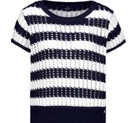 Monari Strickpullover Ajour Marine-Ringel 100% Baumwolle Rundhals Regular Fit Gr. 38