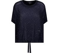 monari - Ajour-Strickpullover mit Strasssteinen marine - Gr. - 40