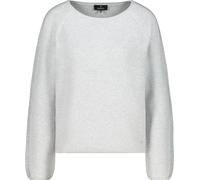 Strickpullover MONARI "Pullover Schmuck", Damen, Gr. 40, grau (ash grau melange), Strick, Obermaterial: 100% Baumwolle, unifarben, modisch, regular fit normal, Rundhals, Langarm Raglanärmel Rippbündch