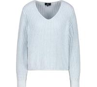 Strickpullover MONARI "Pullover Chenille V", Damen, Gr. 44, ice blau, Strick, Obermaterial: 100% Polyester, unifarben, regular fit taillenbedeckt, V-Ausschnitt, eingesetzt Rippstrickbündchen, Pullover