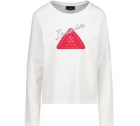 Monari Langarmshirt 'Emblem & Schmuck' Weiß – 50% Baumwolle/50% Modal – Regular Fit Damen Größe 46