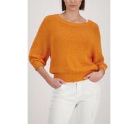 Strickpullover MONARI "Pullover Basic Bändchen", Damen, Gr. 46, aperitif, Strick, Obermaterial: 77% Baumwolle, 23% Polyamid, unifarben, regular fit taillenbedeckt, U-Boot-Ausschnitt, Raglanärmel Stric