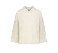 Stehkragenpullover MONARI "Pullover Lurex", Damen, Gr. 40, weiß (almond), Plüsch, Obermaterial: 81% Polyamid, 19% metallisierte Fasern, unifarben, regular fit taillenbedeckt, Rundhals, eingesetzt gera