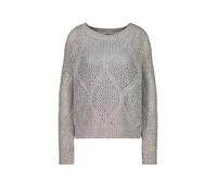 Strickpullover MONARI "Pullover Ajour Paillette", Damen, Gr. 46, beige (greige), Strick, Obermaterial: 45% Polyester, 34% Polyacryl, 15% Polyamid, 6% Wolle, unifarben, modisch, regular fit normal, Run