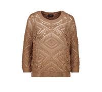 Strickpullover MONARI "Ajour", Damen, Gr. 36, biscotti, Strick, Obermaterial: 60% Baumwolle, 40% Polyester, unifarben, regular fit taillenbedeckt, Rundhals, eingesetzt Rippstrickbündchen, Pullover Str