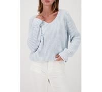 Monari Strickpullover Chenille V Damen – V-Ausschnitt, 100% Polyester, Iceblau, Gr. 44