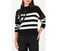 Monari Strickpullover mit Emblem Ringel Schwarz Größe 40