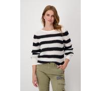 Monari - Pullover mit Ringelmuster 103 off-white Ringel - Gr. - 44