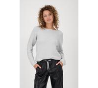 Strickpullover MONARI "Pullover Schmuck", Damen, Gr. 42, grau (ash grau melange), Strick, Obermaterial: 100% Baumwolle, unifarben, modisch, regular fit normal, Rundhals, Langarm Raglanärmel Rippbündch