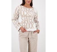Monari Pullover mit Text-Muster lattemacchiato beige Größe 42