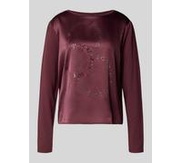 monari Relaxed Fit Langarmshirt mit Strasssteinbesatz in Bordeaux, Größe 40