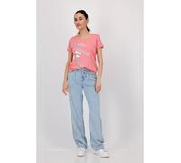 monari - T-Shirt mit Schmuckschrift coral pink - Gr. - 40