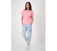 Sweatshirt MONARI "Sweatshirt Basic Kette", Damen, Gr. 36, rot (coral pink), Sweatware, Obermaterial: 52% Modal, 42% Polyester, 6% Elasthan, unifarben, modisch, regular fit normal, Rundhals, Kurzarm a