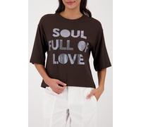 monari - Shirt mit Strass-Schriftzug dark chocolate - Gr. - 38