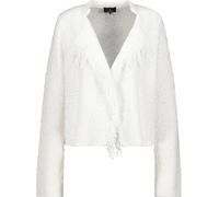 Monari Strickjacke Fransen Damen Regular Fit Rundhals Offwhite Weiß Gr. 38