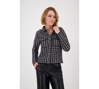 monari - Strickjacke mit Hahnentrittmuster ash grey melange gemustert - Gr. - 44