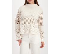 monari - Strickpullover mit Ajourmuster almond - Gr. - 40