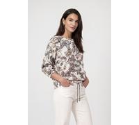 monari - Strickpullover mit Blumenmuster taupe gemustert - Gr. - 42