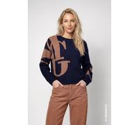 monari - Strickpullover mit Buchstaben-Intarsie-Muster dark blue - Gr. - 46