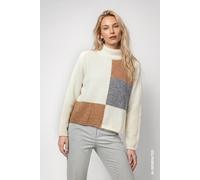 Monari - Strickpullover mit Colorblock antique white - Gr. - 44